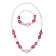 Pink Poppy Pearl Beaded Necklace and Bracelet Set-jewellery-Bambini