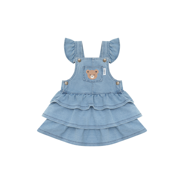 Huxbaby Huxbear Knit Denim Frill Pinafore