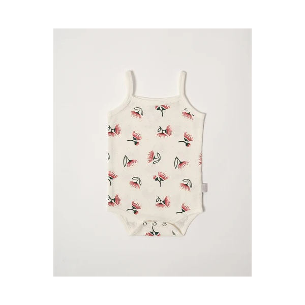 Babu Organic Cotton Singlet Bodysuit Pohutukawa