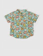 Goldie + Ace Holiday Linen Shirt Dino Jungle-tops-Bambini