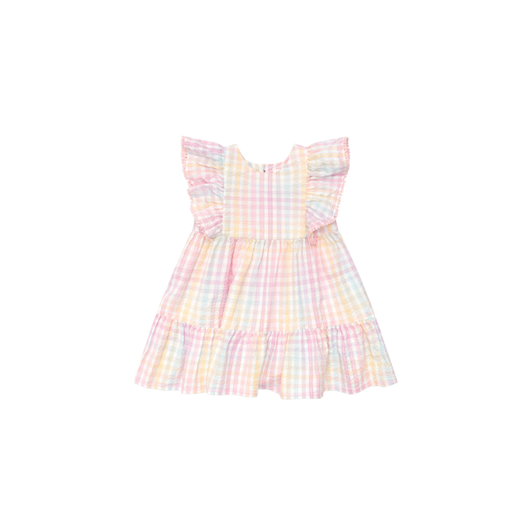 Huxbaby Rainbow Check Frill Dress