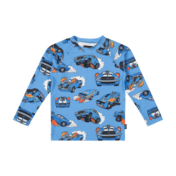 Rock Your Kid Blue Cars Rashie