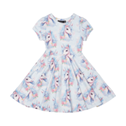 Rock Your Kid Blue Unicorn Waisted Dress-dresses-and-skirts-Bambini