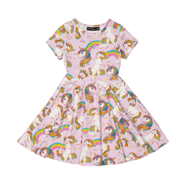 Rock Your Kid Unicorn Rainbow Waisted Dress