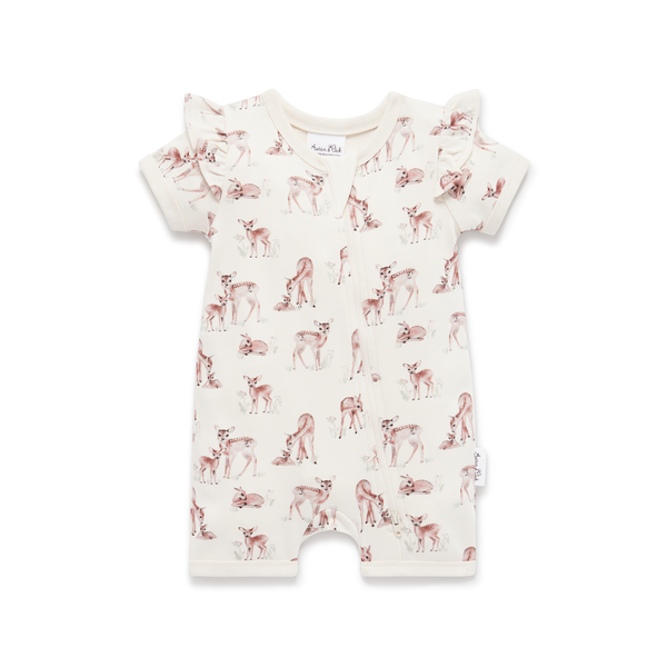 Aster & Oak Fawn Meadow Zip Romper