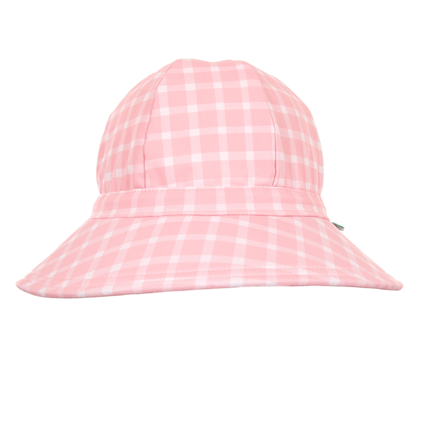 Acorn Pink Gingham Wide Brim Swim Hat