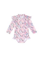 Huxbaby Rainbow Unicorn Zip Swimsuit-swimwear-Bambini