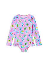 Milky Pink Resort Long Sleeve Swimsuit-swimwear-Bambini