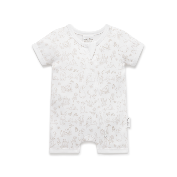 Aster & Oak Cute Creatures Zip Romper