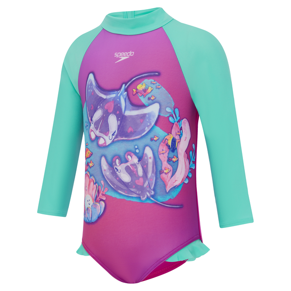 Speedo Girls LS Frill Rash Top