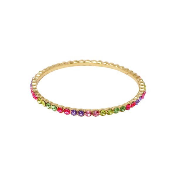 Pink Poppy Rainbow Sparkling Gold Bangle