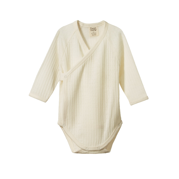 Nature Baby Merino Kimono Bodysuit Pointelle