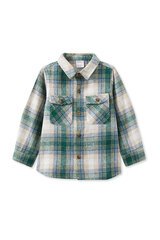 Milky Green Check Overshirt-tops-Bambini