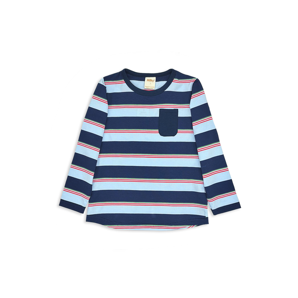 Milky Midnight Stripe Pocket Tee